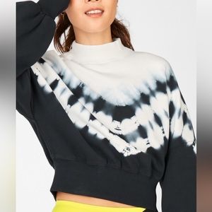 Olivia Mock Neck Long-Sleeve Pullover Fabletics Black & White Tie Dye